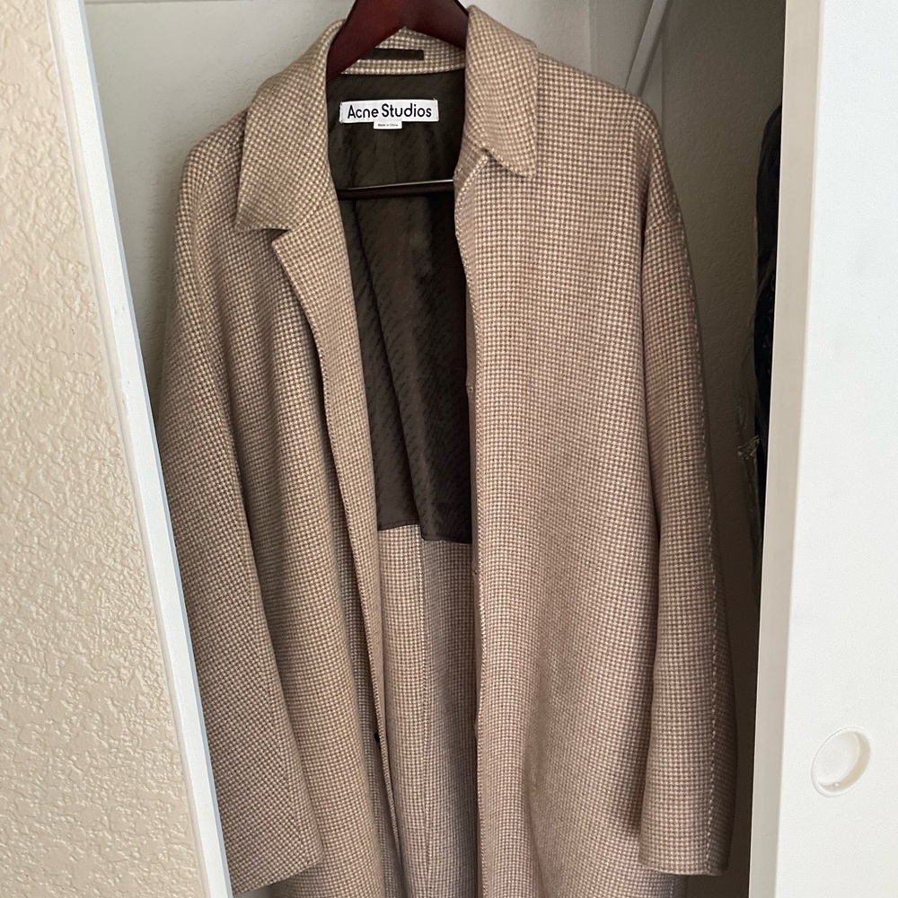 Acne Studios Houndstooth Wool Trench Coat